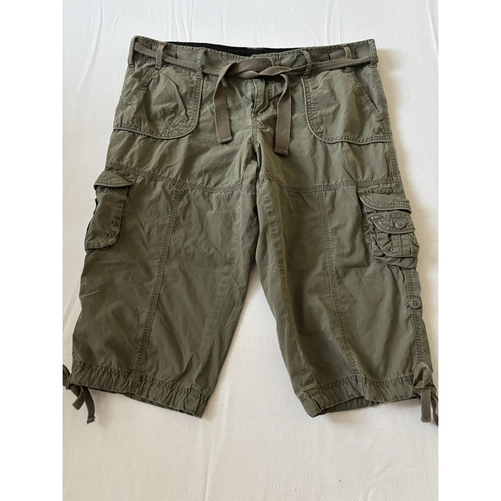 Calvin Klein Bermuda Women's 12 (36x16) Cargo Shorts Hiking Drawstring Green Y2K